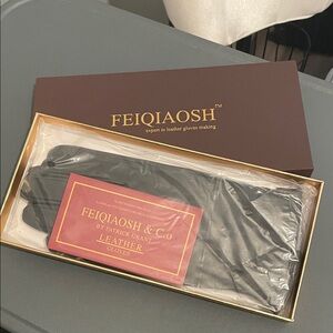 Dark Grey Cashmere Lined Leather Gloves